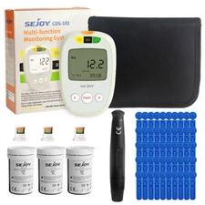 SEJOY CDS-101 MultiFunction Meter BG Blood Ketone Uric Acid With 150 Test Strips