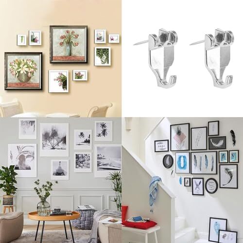 INCREWAY Heavy Duty 20Pcs Nail-Free Picture Hangers Easy Tool-Free Silver - Bild 6 von 6