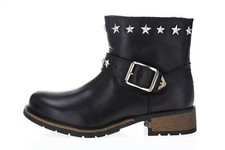 Kids ARMANI Junior Studded Star 165002 Black Leather Ankle Boots sz. 34