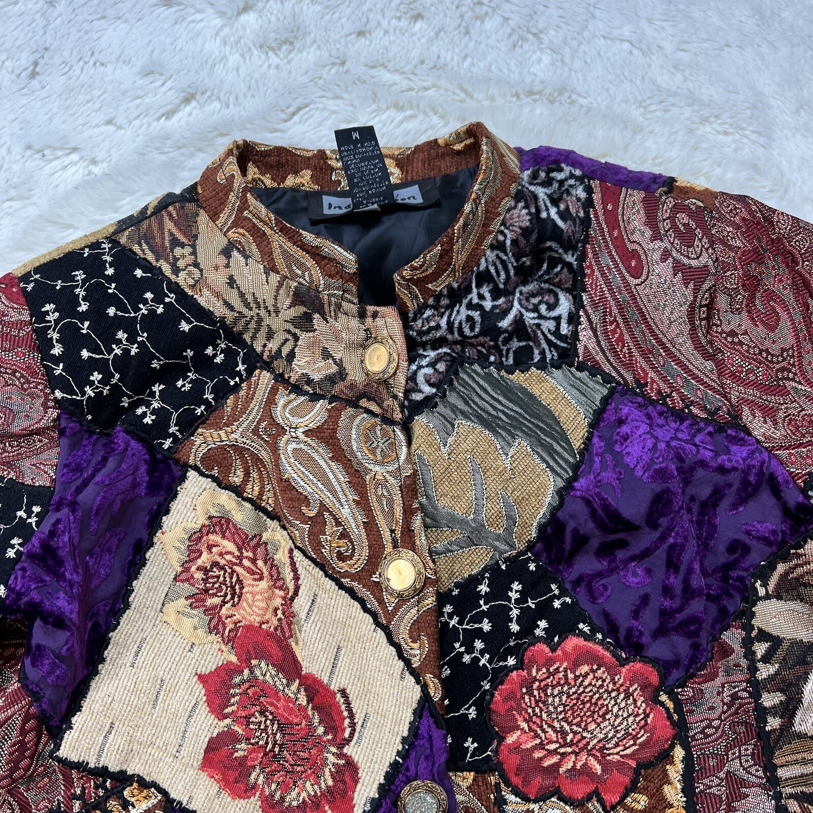 Indigo Moon Patchwork Work Multi Colored Lined Ja… - image 2