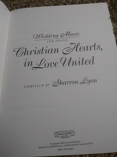 1999 Wedding Music For Organ Christian Hearts, in Love United by Sharron Lyon - Imagen 3 de 5