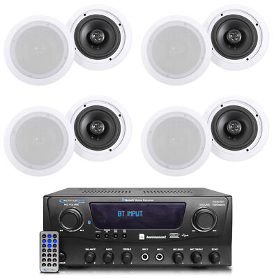 Technical Pro RXM7BT Home Receiver Bluetooth Amplifier+(8) 6.5'' Celing Speakers