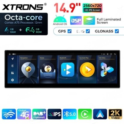 Android 13 Autoradio Octa Core 4GB+64GB 2560*720 HD GPS Navi DSP für BMW E60 CCC