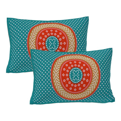 Rajasthani Jaipuri Bed sheet with new looking sky blue color flower print - Picture 2 of 4