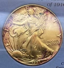 1987 silver eagle beautiful rainbow toning bu
