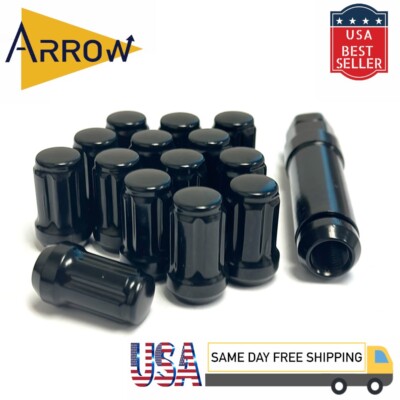 20x 1.4'' Black M12x1.5 Spline Tuner Lug Nuts and Key Fit Kia Model