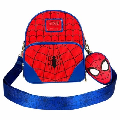 Marvel Loungefly Spider-Man Mini Backpack Web Print Faux Leather Spider Charm