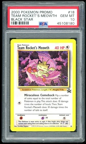 POKEMON TEAM ROCKET'S MEOWTH 2000 PROMO BLACK STAR #18 LEAGUE PSA 10
