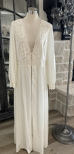 Vtg Shadowline Ivory Peignoir Nylon  Lace Negligee Robe Dressing Gown Sz 1X