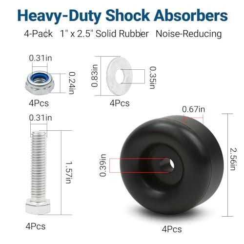Heavy Duty Rubber Anti Vibration Feet Pads --Pack with Screw Kits for 4