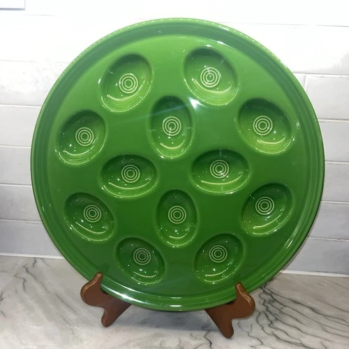 Fiestaware Deviled Egg Tray Serving Platter Shamrock ☘️Green 13” Fiesta EUC