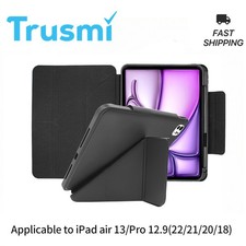 For iPad Air 13 Inch Case M3 2025/M2 2024 Slim Smart Cover Hard Shell Back Black