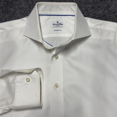 Emanuel Berg Dress Shirt Men 16 Large Modern Fit 100% Cotton Italy Twill Luxury