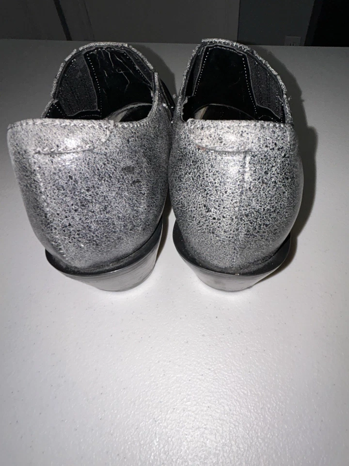 Botín occidental de cuero negro plateado antiguo para mujer Durango talla 6,5 Foto 4 de 4