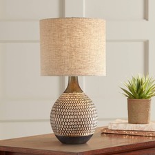 Emma Mid Century Modern Accent Table Lamp 21" High Brown Ceramic Bedroom Bedside
