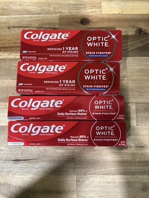 Colgate Optic White Stain Fighter Clean Mint  Toothpaste Lot Of 4 3.8oz & 3.0oz