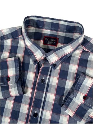 UNTUCKit Men's XXL Red White Blue Plaid Long Sleeve Button Dwn Shirt 100% Cotton