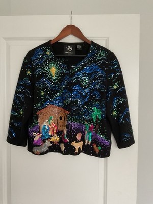 Michael Simon  Nativity Cardigan Women s Med Y2K