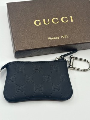Unisex GG BlackGUCCl  Leather Coin Case & Key Ring
