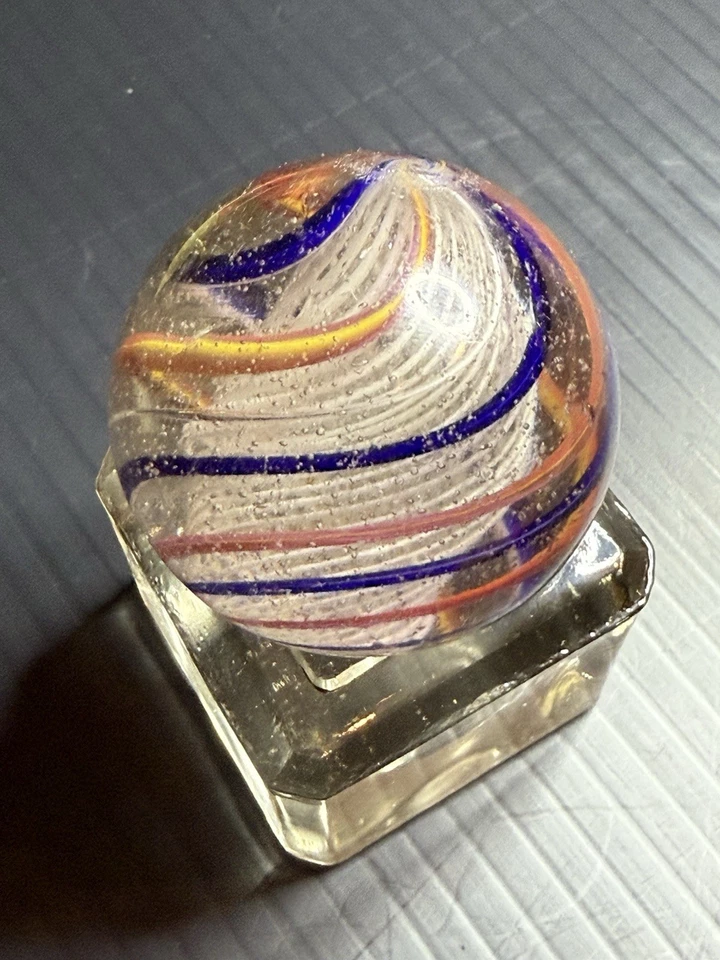 BANDAS LATTICINIO VINTAGE GRANDES DE MÁRMOL ALEMÁN, AMARILLO, AZUL, NARANJA 1 3/4 Foto 3 de 4