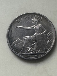 MONEDA 5 FRANCOS SUIZA 1850 A Plata.