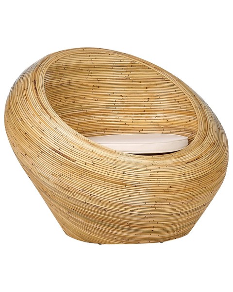 Nest Gartensessel Rattan NatüRlich Rund Mit Kissen Beige Outdoor & Indoor Maiori-image