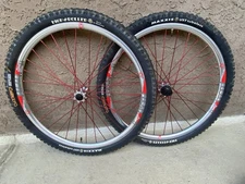 Silver/Red Industry 9 Nine Trail 26” Straight Pull Quick Release Disc Wheelset