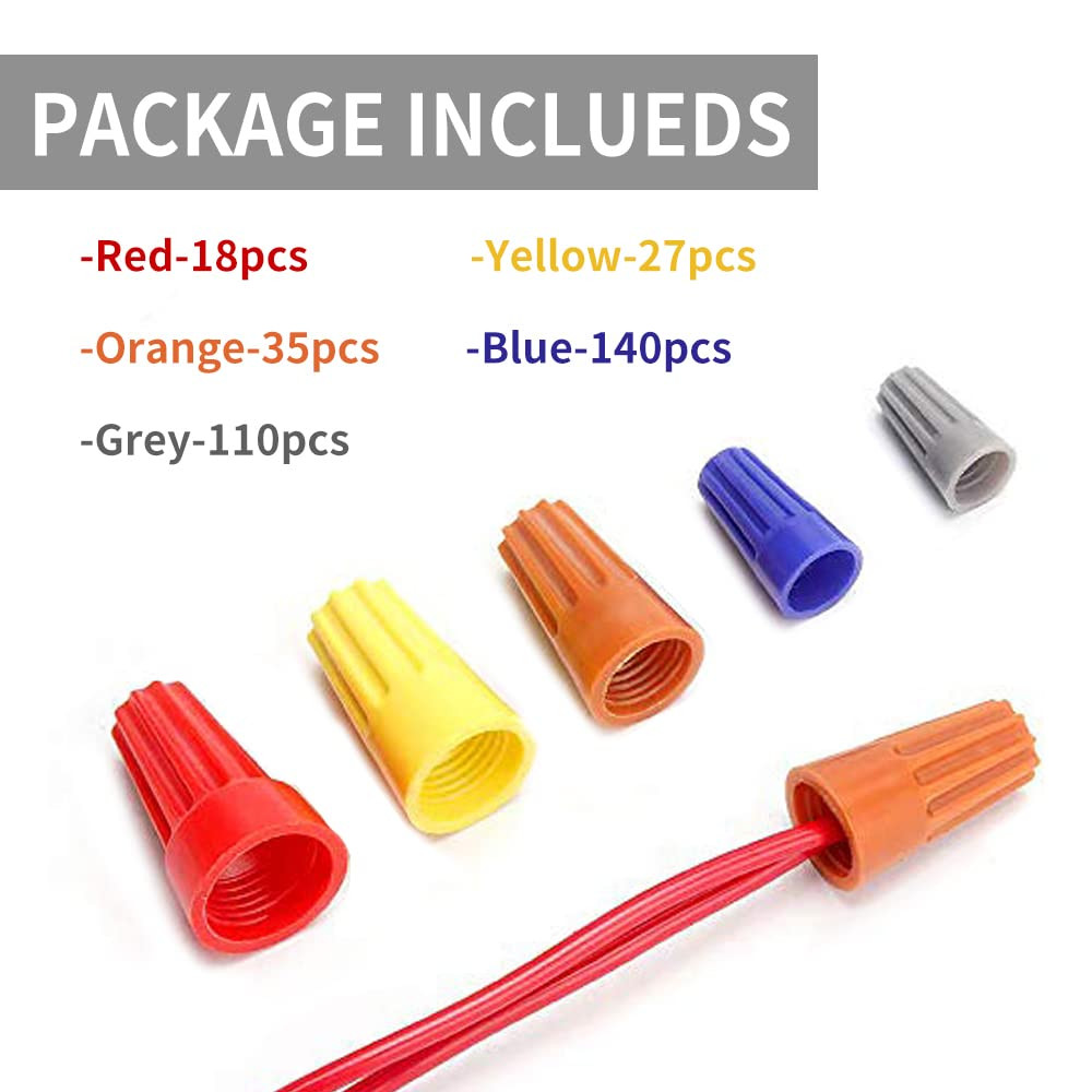 330-Piece Wire Connector Kit, Electrical Twist Splice Screw Caps Assortment