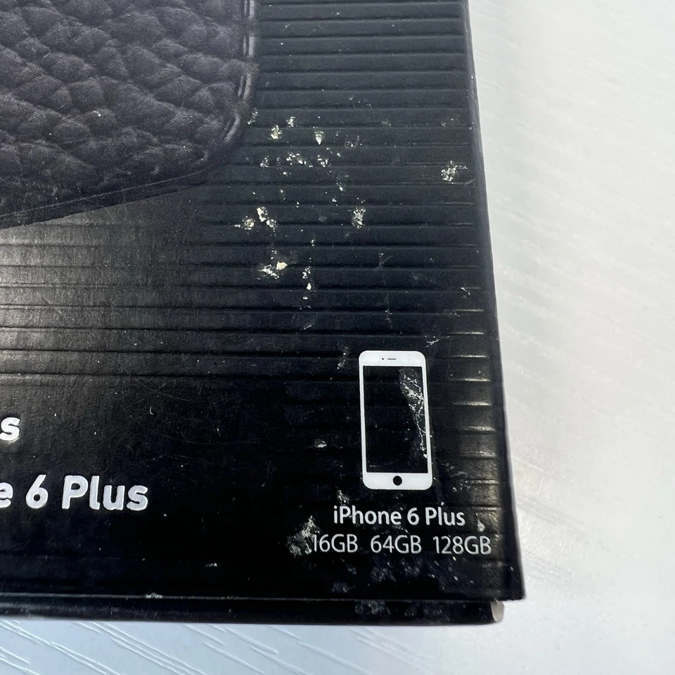 Funda de teléfono negra con ranuras para tarjetas Folio de cuero adoptada para iPhone 6 Plus Foto 3 de 4