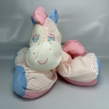 Fisher Price Puffalump Pink Pony White Stripes Plush Nylon Blue Stars 7  Small