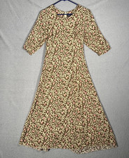 VNTG Jamie Brooke Midi Dress M Damask Floral Corset Back 90s Retro Boho Ditsy