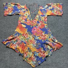 Farm Rio Mini Dress Size M Women Boho Feminine V Neck Back Cut Out Dress V Shape