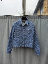 Laura Ashley Blue Floral Stretchy Cotton Trucker Jacket UK 12 New
