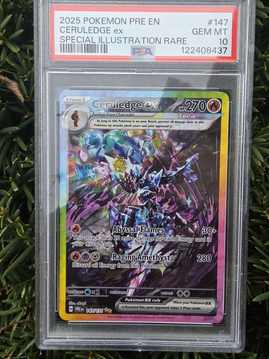 2025 POKEMON PRE EN-PRISMATIC EVOLUTIONS #147 CERULEDGE EX PSA 10