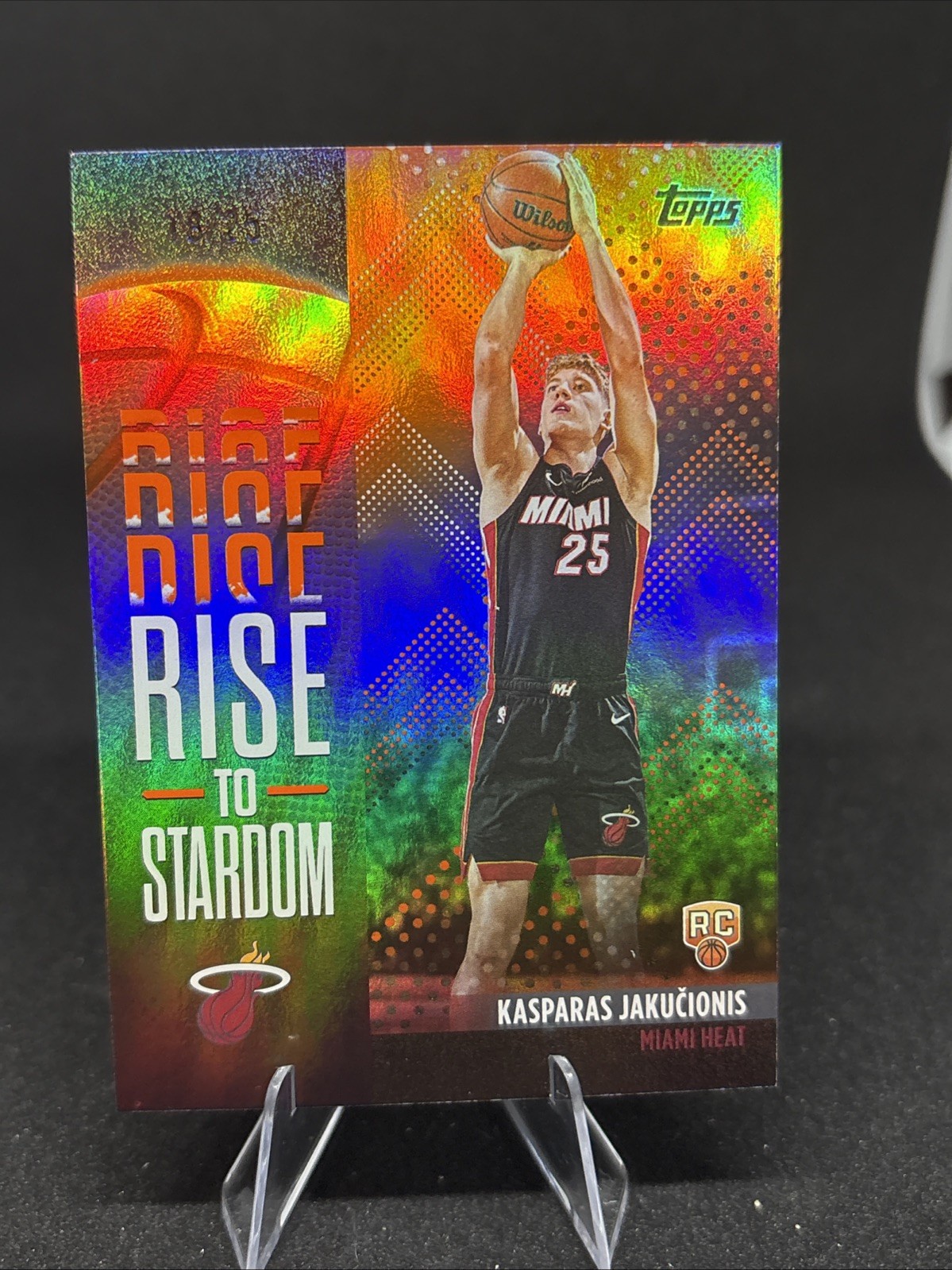 2025-26 Topps Rise to Stardom Kasparas Jakucionis #RTS-20 Orange Rainbow /25 SSP