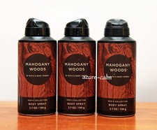 Bath Body Works for Men MAHOGANY WOODS 3.7ozs Deodorizing Deo Body Spray Mist x3
