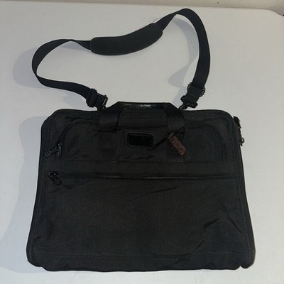 TUMI Slim Laptop Briefcase Bag 260303 Ballistic Black Nylon Shoulder