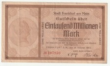 100 Millionen Mark 1923 Frankfurt am Main. Hessen.