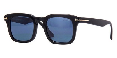 Tom Ford Sonnenbrille DAX TF 751 01V schwarzes Gestell polarisierte blaue Gläser 48-22-145