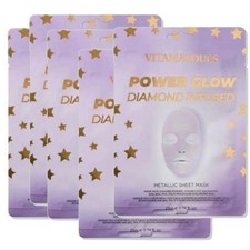 5 PACK of Vitamasques Power Glow Diamond Infused Metallic Sheet Mask - .74 fl oz