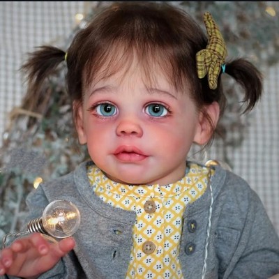 22'' Lovely Toddler Girl Painted Reborn Baby Doll Rooted Hair Cloth Body Handmade