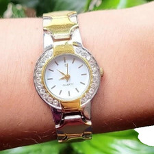 Rhinestone Quartz Classic Watch. Approx 7" around. Stainless steel back