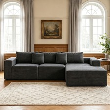 3 Seater Modular Sectional Sofa Cloud Boneless Couch w/Memory Foam Seating Sofa