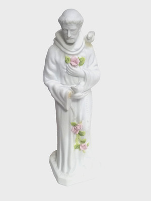 VTG  Touch of Rose by Roman ST Francis 1997 Porcelain Statue Figurine w/ Birds