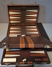 2 Vintage Backgammon Sets Portable Briefcase 70s Collectible Games