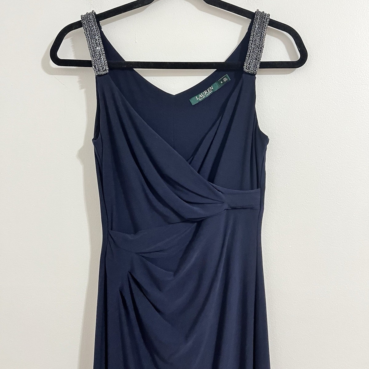 Ralph Lauren Evening Dress Womens 2 Navy Blue Maxi Formal Classic Party  Stretch | eBay