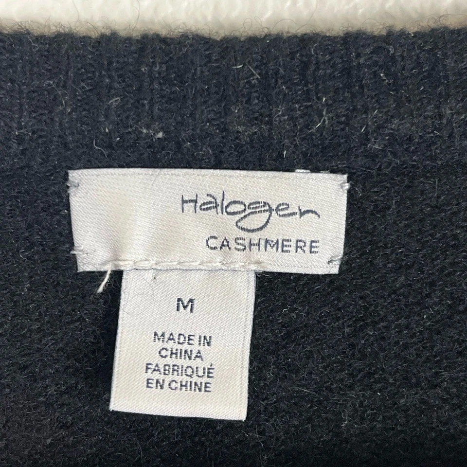 Halogen Sweater Womens Size Medium Black Crewneck Cashmere Minimalist Luxe - Image 3 of 4
