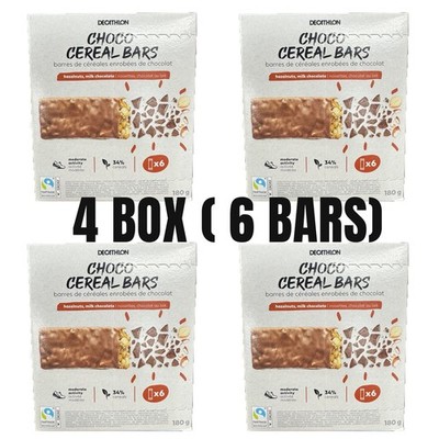 24 Hazelnuts Cereal Bars (4 Boxes x 6 Bars)   Decathlon Choco Snack