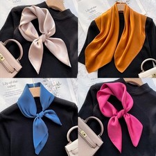 100 Silk 27" Square Scarf Women Kerchief Bandana Neckerchief Wrap Solid Colors