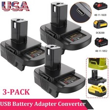 3x USB Battery Adapter Converter For Dewalt 20V Milwaukee 18V to Ryobi 18V Tool